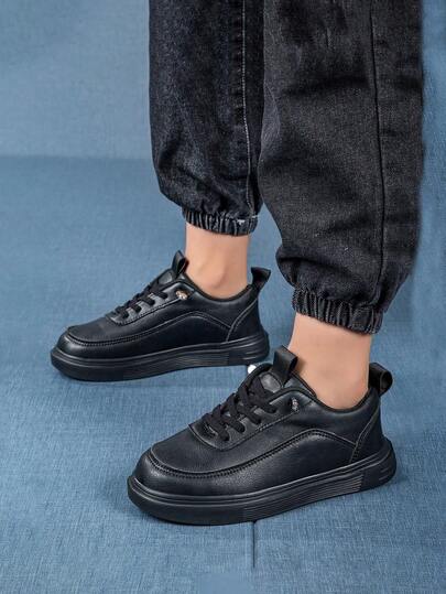 Low-Top Flat Leather Casual Outdoor Children One-Piece Slip-On Sports Sneakers