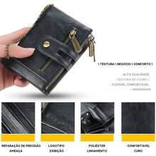 Leather Wallet With Chain For Men And Women, Anti-Theft - Black - View 4