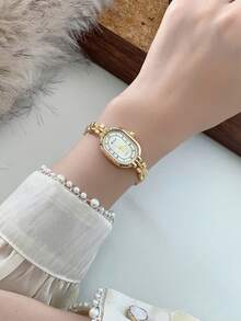 1 pieza Reloj de cuarzo ovalado retro para mujer, adecuado para decoración diaria - Unitalla - Ver 14