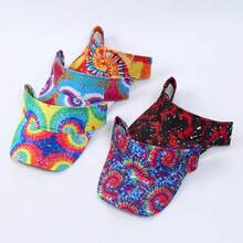 1pc Colorful Tie-Dye Visor Hat, New Spring/Summer Unisex Outdoor Sun Protection Hat