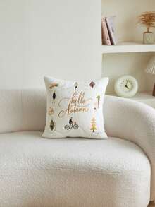 1 Copricuscino in tessuto pile di orso polare con ricamo di bicicletta, pedone e albero, adatto per soggiorno, camera da letto, festa, divano, auto e altri ambienti, per tutte le stagioni - Multicolore - Visualizzare 7