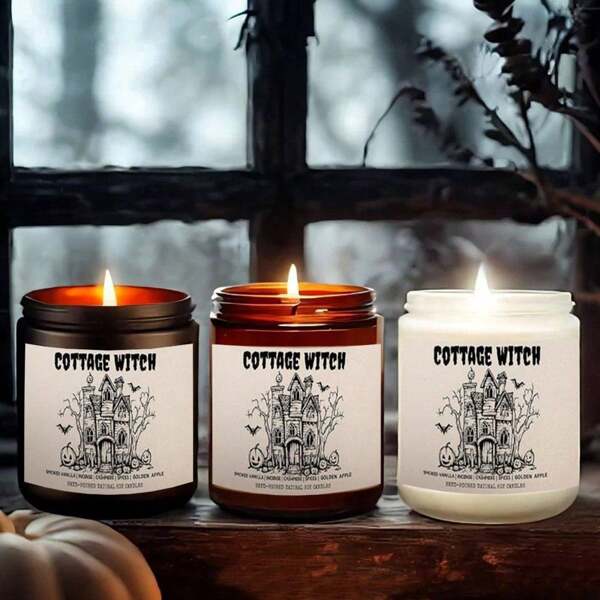 1 pièce Bougie parfumée à la lavande, décoration de cabane de sorcière, cadeau d'Halloween pour les femmes, ses amies, thème gothique, maison hantée, citrouille. Cadeau d'anniversaire, pendaison de crémaillère, présent d'automne