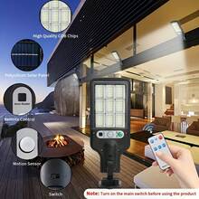 1/2/4/6/8 Stück 72 LED Solar Gartenleuchten mit Bewegungssensor, Nachtbeleuchtung für Terrasse, Weg, Garten, Zaun - 3 Beleuchtungsmodi, wiederaufladbare kabellose Solarleuchten für Outdoor, Weihnachten, Halloween, Schulanfang - [Verbesserte Version] - 9-Raster-LED - Übersicht 4