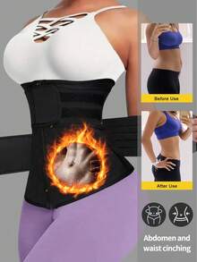 1pc Women Waist Trainer, Waist Belt, Sauna Sweat Waist Cincher, Workout Waist Trimmer For Sports & Fitness, Slimming Waist Band Exercise Waist Belt Suitable For Workout Home Sports And Walk - Black - View 11