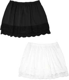 Lace Shirt Extender For Women Plus Size Underskirt Elastic Waist Half Slip Mini Skirts - 02 Đen - Xem 6
