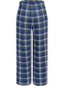 Boys Pajama Pants Long Sleep Soft Elastic Waist Bottoms Plaid Lounge With 2 Pockets 4-14 Years - Yarn Dyed Lattice12 - View 4