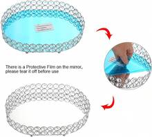 Crystal Vanity Tray Mirrored Dresser Perfume Trays For Makeup Tray Cosmetic Skin Care Storage, Jewelry Trinket Organizer Tray For Bathroom Countertop Home Decor (Medium, Silver) - Silver - View 6