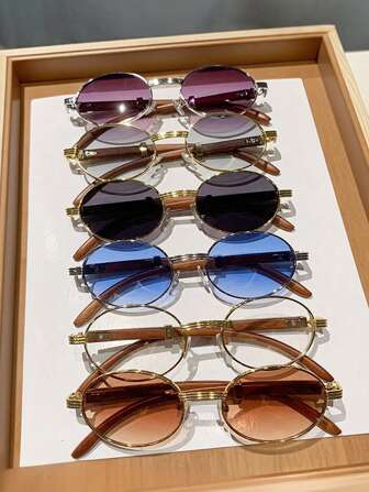 个性化金属椭圆形时尚眼镜，男女小框时尚眼镜，适合夏季防晒、海滩度假、户外运动、派对、自驾、钓鱼、骑自行车、购物和拍照配件