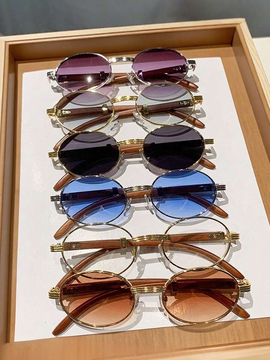 个性化金属椭圆形时尚眼镜，小框时尚眼镜，男女皆宜，适合夏季防晒、海滩度假、户外运动、派对、自驾、钓鱼、骑行、购物和拍照等场合佩戴。