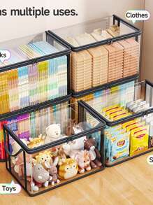 Transparent PVC Storage Bag With Flip Cover & Window - Multipurpose Storage Box For Toys, Party Favors, Crafts, Books, School Supplies, Snacks - Durable Rectangular Home Organization Box, Christmas Gift, Halloween Gift, XL/38*32*24cm, L/32*25*24cm