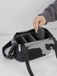 1 件大容量化妆收纳包，黑色专业化妆刷架，便携式旅行化妆包，带支架和肩带的化妆工具包 - 黑色 - 查看 7