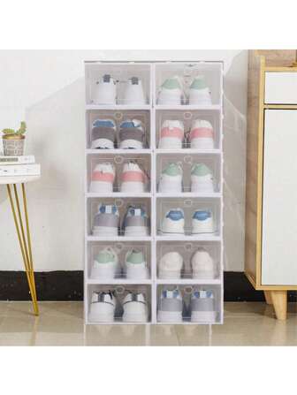 Thick Flip-Top Shoe Storage Box, Foldable Plastic Drawer-Style Clear Shoe Rack, Saves Space Summer Shoe Organizer