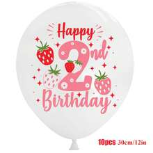 10 Pcs Strawberry Girly Lovely Party Decor Balloons Set – Suitable For Baby Birthday Party, Baby Shower ,Girl's Birthday, Girls'Party,Gender Reveal Party For Ages 1-6 - Multicolor - View 9
