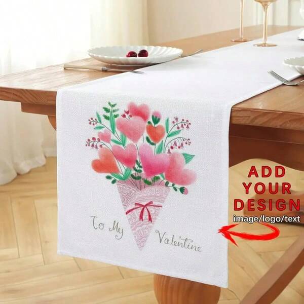 1 pièce Drapeaux de table personnalisés sur mesure 13x72 pouces - Décor de table en tissu de polyester imprimé par sérigraphie vierge pour mariages, fêtes, vacances, salons commerciaux - Ajoutez votre conception avec texte/image