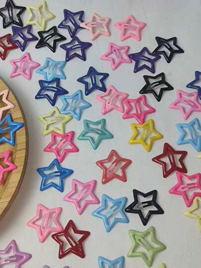 20 piezas/30 piezas/50 piezas Pasadores de pelo con forma de estrella de colores mixtos de 3 cm para chicas Y2K, accesorios de pelo minimalistas con estilo de estrella de cinco puntas, adecuados para la vida diaria, la escuela y las actividades al aire libre