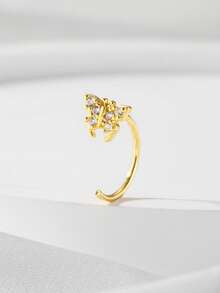 Wis 1 pieza Anillo de nariz con diseño de mariposa de cobre vintage, cubic zirconia, joyería de perforación corporal elegante para mujeres, regalo para amigos - Plateado - Ver 5