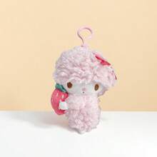Miniso 1个三丽鸥草莓毛绒钥匙扣，蓬松设计，草莓元素，附带钢琴键，可挂在包包上，适合作为朋友的生日或节日礼物 - 粉色 - 查看 1