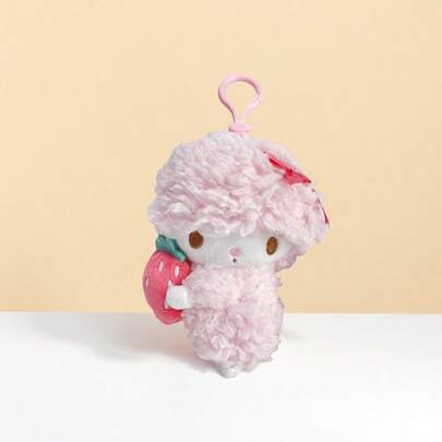 Miniso 1pc Sanrio Piano Strawberry Plush Pendant, Fluffy Design With Strawberry Element, Attached Piano Key Hanger, Suitable As Friend's Birthday Or Holiday Gift