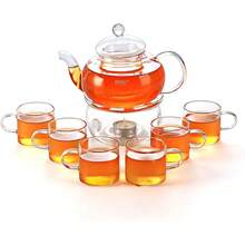 27 Oz Glass Ing Tea Maker Teapot With A Warmer And 6 Tea Cups (4.35 Oz Cup With A Handle) - Nhiều màu - Xem 2