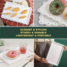1/2pcs Food Display Tray, Household Fruit & Food Display Platter, European Style Rectangular Cake Plate, Paper Cup Cake Snack Tray For Birthday Party Wedding Dried Fruit Tray, Party Display Platter, Home & Kitchen Supplies