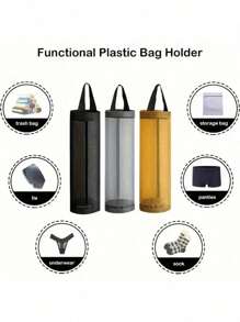 1pc Hanging Durable Garbage Bag Holder, Plastic Bag Dispenser, Mesh Hanging Storage Organizer, Foldable Breathable Washable Hanging Mesh Trash Bag Holder, Multifunctional Household Kitchen Supplies, Space-Saving Mesh Plastic Bag Rack - Breathable, Washable, Foldable - Ideal For Kitchen Organization, Durable Washable Trash Bag Rack, Cleaning Supplies, Home Essentials, Back To School Necessities (Random Color And Style)
