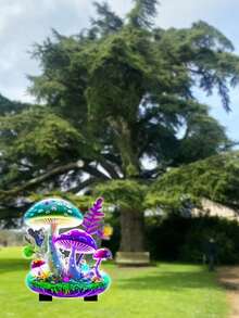 1 件亚克力 2D 平面印刷彩色霓虹灯蘑菇户外花园桩，（15 厘米/5.9 英寸）户外装饰花园标志，生动逼真的艺术装饰风格，适用于草坪、庭院、露台 - 送给朋友、家人、生日、婚礼的最佳礼物 - 彩色 - 查看 5