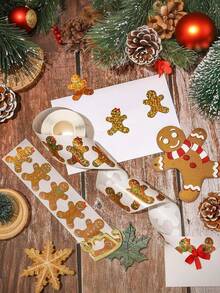 500 piezas de adhesivos de hombrecitos de jengibre navideños - Pegatinas de papel satinado autoadhesivas con detalles de glaseado, posturas y decoraciones surtidas para tarjetas navideñas, envoltorios de regalo, scrapbooking y decoración de fiestas - Adhesivo duradero, diseño festivo alegre, decoraciones de hombrecitos de jengibre para Navidad, artículos esenciales para envolver regalos, decoración temática navideña, calcomanías de fácil uso, adornos estacionales