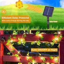 4m Guirnalda de hiedra artificial con luces, luces de decoración de jardín exterior, nuevas luces de ratán, luces solares de hojas verdes de ratán, decoraciones navideñas para el hogar, regalos navideños, decoración navideña