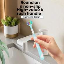 YACGAOREN Cepillo de dientes de limpieza triple, 3 lados, alta eficiencia de limpieza, limpia áreas ocultas, mango antideslizante - Multicolor - Ver 6