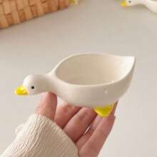 1pc Swan Shaped Ceramic Sauce Dish For Seasoning, Sauce, Oil, Vinegar, Mustard, Salad, Hot Pot Dipping,Kitchen,Christmas Gift