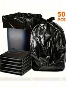 200 sacs poubelle noirs épais et résistants - étanches, en polyéthylène durable, convenant pour la maison, le bureau, la cuisine, la salle de bain et l'extérieur. Solution de nettoyage polyvalente, avec un design enroulable pratique. Sacs plastiques noirs surdimensionnés pour une utilisation commerciale ponctuelle, propriété d'hôtel, restauration. Déplié 28 * 48 cm, déplié 45 * 50 cm