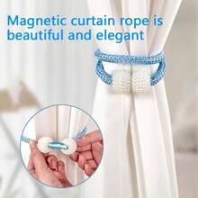2 pièces Embrasse de rideau magnétique avec ornements de fausse perle - Boucles de corde en polyester classiques pour la décoration de la maison et de la pièce, accessoires élégants de traitement des fenêtres, rideaux pour le salon, le rangement des bébés