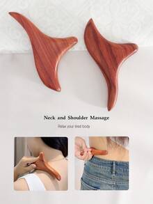 1 件木质触发点按摩刮痧工具，专业淋巴引流工具，木疗按摩工具，适用于背部腿部手部面部、刮痧、淋巴引流、脂肪团、背部抓挠器、学校、返校、旅行、旅行必需品、家居必需品、水疗、按摩工具、按摩、按摩器、水疗 - 紅木色 - 查看 2