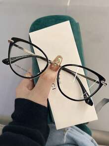1 Pair Y2K Women's Transparent Cat Eye Glasses, Clear Lens Fashion Eyewear Accessories - Clear - View 10