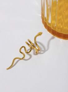 Anneau en acier de titane en forme de serpent pour femmes, anneau ouvert réglable en acier inoxydable doré de luxe, non ternissable, convenant pour le port en soirée