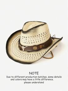 1pc Bohemian Style Animal Print Rivet Water Drop Shaped Casual Hat, Versatile For Men And Women, All Season