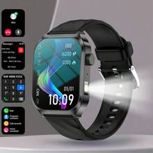 Aviwogr Nouvelle Montre Connectée avec Écran Incurvé de 2,01 Pouces, Synchronisation des Informations du Téléphone, Lampe de Poche LED Intégrée, Connectivité Sans Fil, Appel Vocal, Plus de 100 Modes Sportifs, Sports de Plein Air, Montre Connectée Unisexe