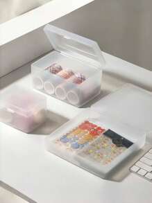 Transparente Desktop Aufbewahrungsboxen mit Deckel in verschiedenen Größen, Karteikartenaufbewahrungsschubladenbox, unverzichtbarer Desktop-Organizer