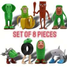 Juego de 8 piezas/1 set Figuras de juguete de plástico Brainrot, Tung Tung Tung Sahur Tralalero Tralala, esculturas decorativas, adornos de escritorio, regalos de Halloween, Navidad y cumpleaños