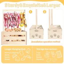 25" X 17" X 12" Wooden Pet Wardrobe ClosetPuppy Toy Basket With Hanging Rods Pet Clothes Rack For Dog Organization And Storage Wooden Crate For Dog Cat Closet Perfect For Toys Clothes And Accessories