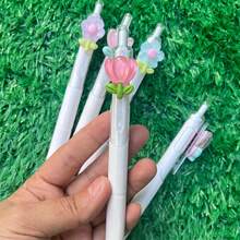 Caneta rollerball em gel Tulip, média, 0,5 mm, de plástico, de secagem rápida, para material escolar e de escritório, com estampa floral, para volta às aulas