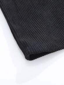 男士灯芯绒领长袖 Polo 衫，休闲宽松纯色套头衫，适合春秋季和冬季穿着。 - 深灰色 - 查看 7