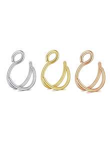 3Pcs/1Pc Women Fake Nose Ring Faux Piercing Jewelry 8Mm Fake Nose Ring Hoop For Faux Lip Nose Ring Set Fake Lip Ring Lip Nail New Daily Party