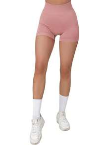 Seamless High Waisted Booty Shorts For Workout - 3" Rosa - Ver 3