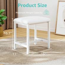Small Vanity Stool, Cute Vanity Stools With Cushion, White Makeup Vanity Chair For Small Spaces, Living Room, Bedroom, Bathroom, Entryway, Ottoman Foot Rest For Couch Sillas Modern - 白色 - 查看 5