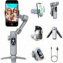 Professional Gimbal Stabilizer For Smartphone W Wireless Charging OLED Display LED Light Focus Wheel 3Axis Phone Gimbal Stabilizer For IPhone 15 14 13 12 Pro Max Xs Galaxy S23 Smart X Pro - Grey - View 1