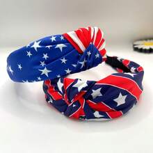 Diademas de 4 de julio, set de 2 diademas anudadas en rojo, blanco y azul para mujeres y niñas, accesorios para el cabello de 4 de julio, bandas para el cabello patrióticas con nudo superior estampado de bandera estadounidense, accesorios patrióticos - Rojo, blanco y azul-9 - Ver 5