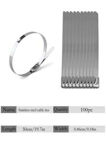 100pcs Stainless Steel Self-Locking Cable Ties, Rust-Proof, Corrosion-Resistant, High Temperature Resistant, Industrial Metal Zip Ties