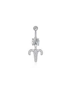 1 bucată culoare argintie culoare auriu-roz douăsprezece constelații zirconia sexy lung inel pentru buric piercing din oțel chirurgical femei inel pentru buric