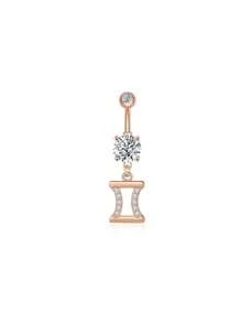 1 bucată culoare argintie culoare auriu-roz douăsprezece constelații zirconia sexy lung inel pentru buric piercing din oțel chirurgical femei inel pentru buric